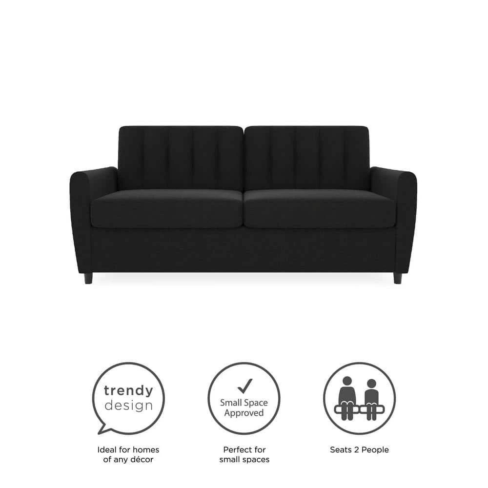 Brittany 32.5 W Dark Gray Linen Sleeper Sofa with Memory Foam Queen Mattress by Novogratz 11 Brittany 32.5 W Dark Gray Linen Sleeper Sofa with Memory Foam Queen Mattress by Novogratz - Image 11