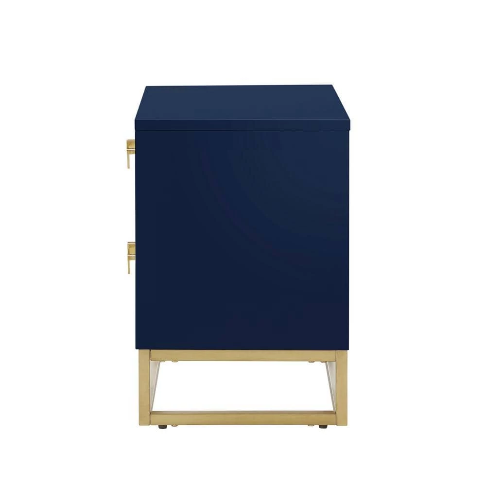 Millani Modern Dark Navy/Gold End Table Metal Base Knob Nightstand by Nicole Miller 7 Millani Modern Dark Navy/Gold End Table Metal Base Knob Nightstand by Nicole Miller - Image 7