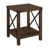 18 in. W Dark Walnut Square Wood End Table with 2-Shelves by Cubilan