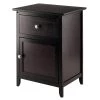 18.9 in. W Espresso Rectangle Wood End Table with 2-Drawers by Cubilan