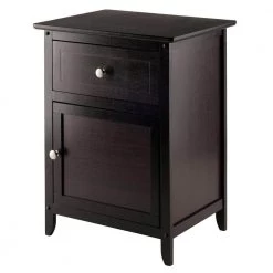 18.9 in. W Espresso Rectangle Wood End Table with 2-Drawers by Cubilan