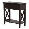 23.5 in. W Espresso Rectangle Wood End Table with 1-Drawer by Cubilan