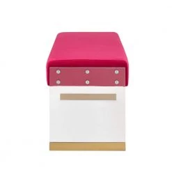 Zavion Fuchsia / Gold Bench Upholstered Velvet 42.2 L x 14.6 W x 17.7 H by Nicole Miller -Elama Sales Store fuchsia gold nicole miller bedroom benches nbh419 02fc hd 1f 1000