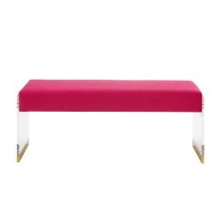 Elama Sales Store 11 Zavion Fuchsia / Gold Bench Upholstered Velvet 42.2 L x 14.6 W x 17.7 H by Nicole Miller