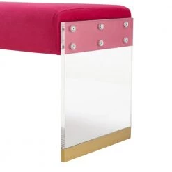 Zavion Fuchsia / Gold Bench Upholstered Velvet 42.2 L x 14.6 W x 17.7 H by Nicole Miller -Elama Sales Store fuchsia gold nicole miller bedroom benches nbh419 02fc hd 77 1000