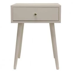 18 in. W Gloss White Rectangle Wood End Table with 1-Drawer by Cubilan