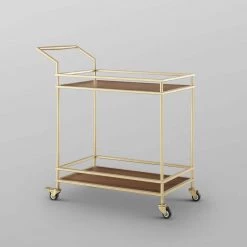 Kenji Gold/Walnut Bar Cart with Open Wine Bottle and Stemware Storage by Nicole Miller 13 Kenji Gold/Walnut Bar Cart with Open Wine Bottle and Stemware Storage by Nicole Miller -Elama Sales Store gold walnut nicole miller bar carts nbc125 09wt hd 44 1000