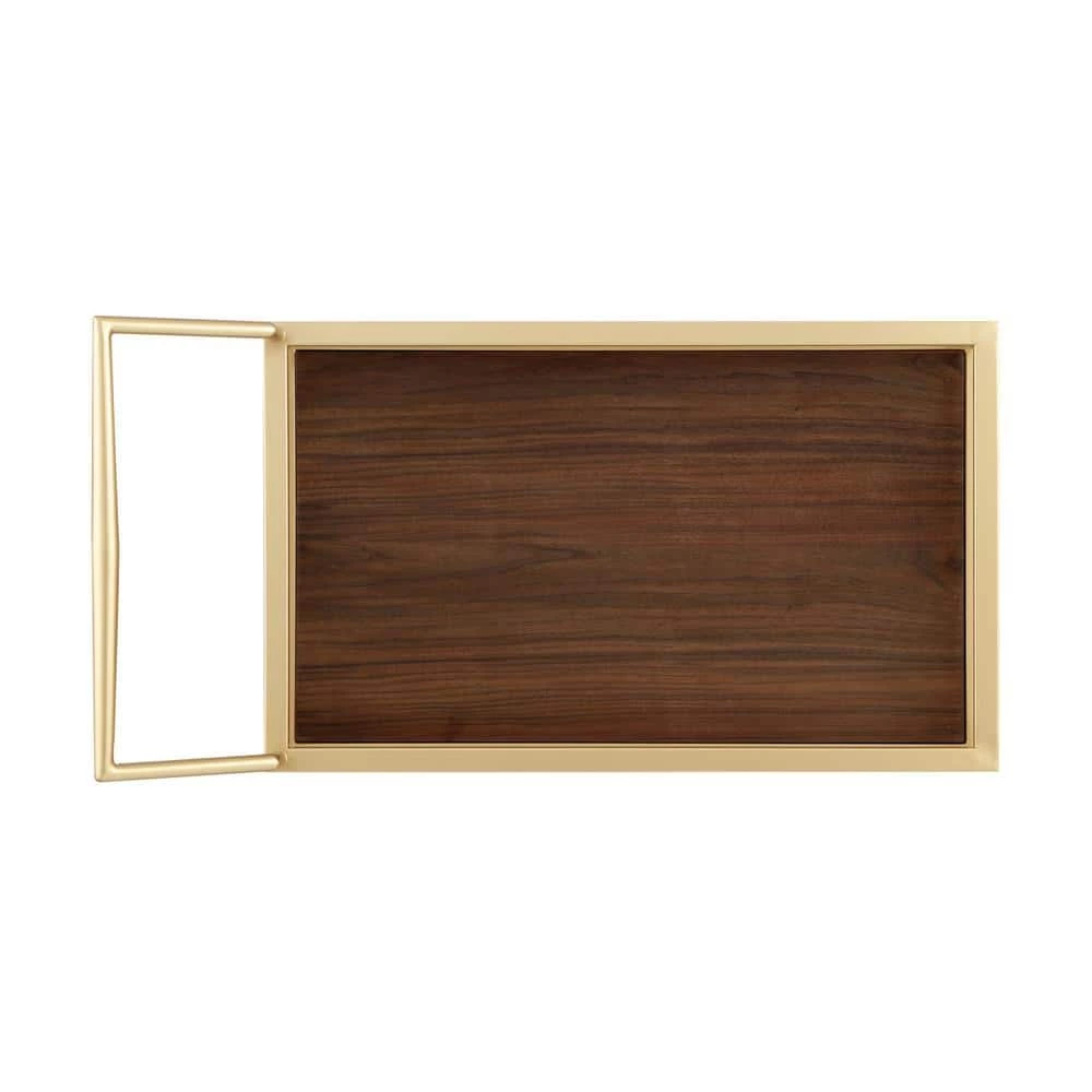 Kenji Gold/Walnut Bar Cart with Open Wine Bottle and Stemware Storage by Nicole Miller 7 Kenji Gold/Walnut Bar Cart with Open Wine Bottle and Stemware Storage by Nicole Miller - Image 7