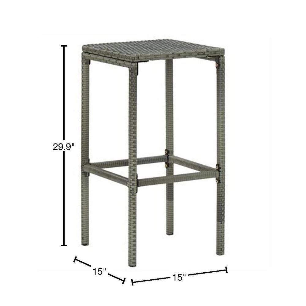 29.9 in. Grey steel Frame Adjustable Cushioned Bar Stools with Gray Poly Rattan Seat (Set of 2) by Cubilan 3 29.9 in. Grey steel Frame Adjustable Cushioned Bar Stools with Gray Poly Rattan Seat (Set of 2) by Cubilan - Image 3
