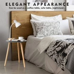 16.5 in. Gray Round Wood End Table by Cubilan -Elama Sales Store gray cubilan end side tables b08yj5gx91 31 1000