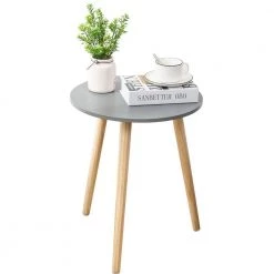 16.5 in. Gray Round Wood End Table by Cubilan -Elama Sales Store gray cubilan end side tables b08yj5gx91 40 1000
