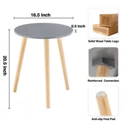 16.5 in. Gray Round Wood End Table by Cubilan -Elama Sales Store gray cubilan end side tables b08yj5gx91 4f 1000