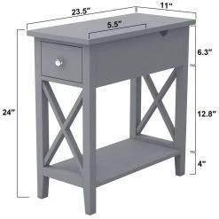 23.5 in. W Gray Rectangle Wood End Table with 1-Drawer by Cubilan -Elama Sales Store gray cubilan end side tables b09ckz7x53 4f 1000