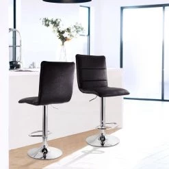 2-Piece Vintage 35 in. Faux Leather Adjustable Bar Stool in Gray with Chrome Base by Elama -Elama Sales Store gray elama bar stools 985116706m 31 1000