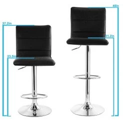 2-Piece Vintage 35 in. Faux Leather Adjustable Bar Stool in Gray with Chrome Base by Elama -Elama Sales Store gray elama bar stools 985116706m 76 1000