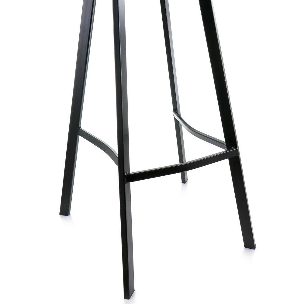 Faux Leather 38 in. Gray Low Back Metal Bar Stool with Black Legs by Elama 8 Faux Leather 38 in. Gray Low Back Metal Bar Stool with Black Legs by Elama - Image 8