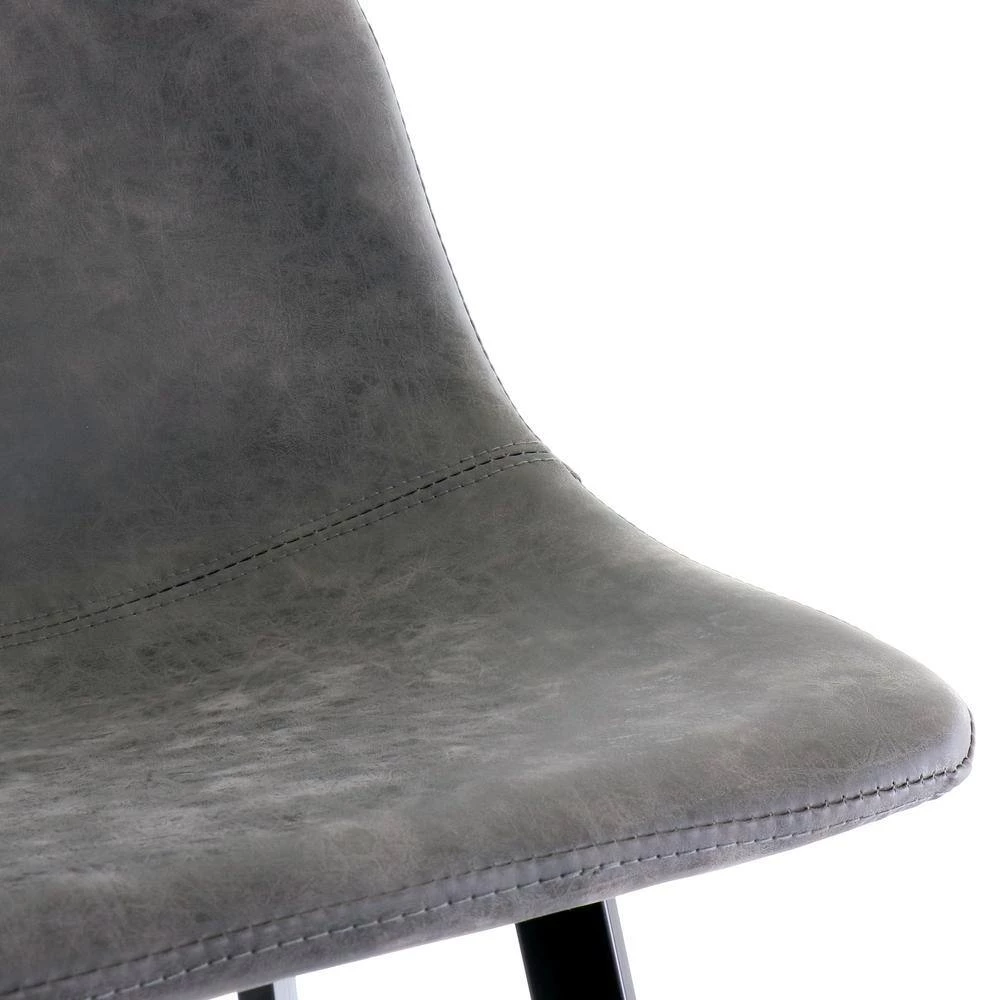 Faux Leather 38 in. Gray Low Back Metal Bar Stool with Black Legs by Elama 7 Faux Leather 38 in. Gray Low Back Metal Bar Stool with Black Legs by Elama - Image 7