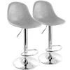 2-Piece Adjustable 35 in. Gray Low Back Metal Plastic Bar Stools with Chrome Base by Elama