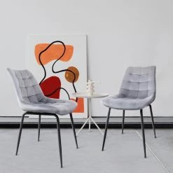 32 In. Gray Velvet High Back Office Chair with Black Chairs (Set of 2) by Elama -Elama Sales Store gray elama bar stools 985116778m 31 1000