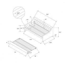 Her Majesty Gray Linen Twin Daybed and Trundle by Novogratz -Elama Sales Store gray linen novogratz daybeds 4330439n 76 1000