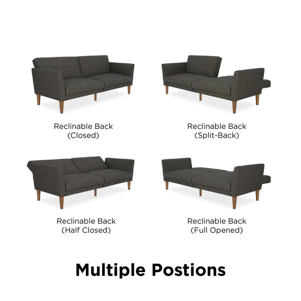 Regal Gray Linen Futon Sleeper by Novogratz 9 Regal Gray Linen Futon Sleeper by Novogratz - Image 9