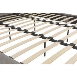 Her Majesty Gray Linen King Bed Frame by Novogratz -Elama Sales Store gray linen novogratz platform beds 4135449n 1d 1000