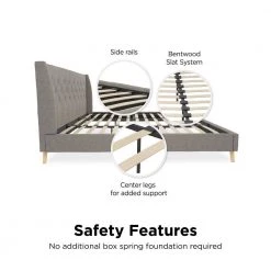 Her Majesty Gray Linen King Bed Frame by Novogratz -Elama Sales Store gray linen novogratz platform beds 4135449n 1f 1000