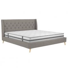 Her Majesty Gray Linen King Bed Frame by Novogratz