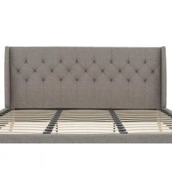Her Majesty Gray Linen King Bed Frame by Novogratz -Elama Sales Store gray linen novogratz platform beds 4135449n a0 1000