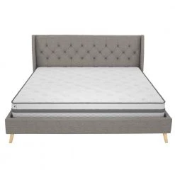 Her Majesty Gray Linen King Bed Frame by Novogratz -Elama Sales Store gray linen novogratz platform beds 4135449n c3 1000