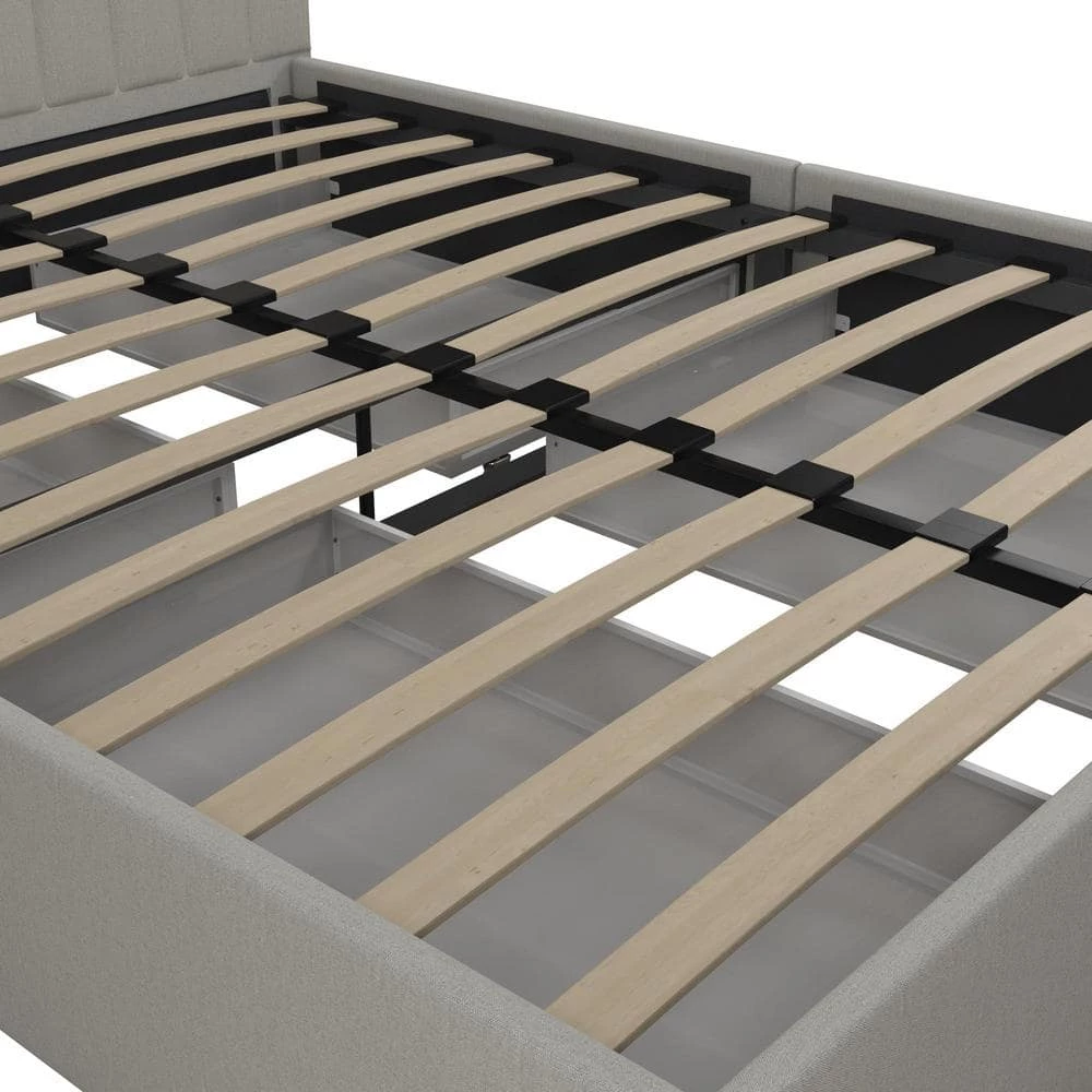 Brittany Gray Upholstered Queen Size Bed with Storage Drawers by Novogratz 5 Brittany Gray Upholstered Queen Size Bed with Storage Drawers by Novogratz - Image 5