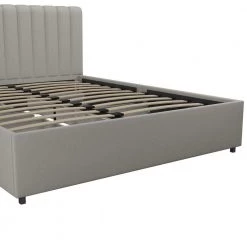 Brittany Gray Upholstered Queen Size Bed with Storage Drawers by Novogratz 18 Brittany Gray Upholstered Queen Size Bed with Storage Drawers by Novogratz -Elama Sales Store gray linen novogratz platform beds 4545439n 66 1000