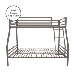 Maxwell Twin-Over-Full Metal Gray Bunk Bed with Ladder and Guardrails by Novogratz -Elama Sales Store gray novogratz bunk beds 4146429n 1f 1000