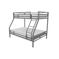 Maxwell Twin-Over-Full Metal Gray Bunk Bed with Ladder and Guardrails by Novogratz