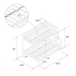 Maxwell Twin-Over-Full Metal Gray Bunk Bed with Ladder and Guardrails by Novogratz -Elama Sales Store gray novogratz bunk beds 4146429n fa 1000