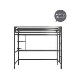 Maxwell Metal Twin Loft Bed with Desk and Shelves, Gray/ Black by Novogratz 22 Maxwell Metal Twin Loft Bed with Desk and Shelves, Gray/ Black by Novogratz -Elama Sales Store gray novogratz loft beds 4370429n 1f 1000
