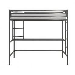 Maxwell Metal Twin Loft Bed with Desk and Shelves, Gray/ Black by Novogratz 16 Maxwell Metal Twin Loft Bed with Desk and Shelves, Gray/ Black by Novogratz -Elama Sales Store gray novogratz loft beds 4370429n a0 1000