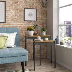 Tallulah Walnut / Gray Nesting Tables by Novogratz -Elama Sales Store gray walnut novogratz end side tables 3307196com 31 1000