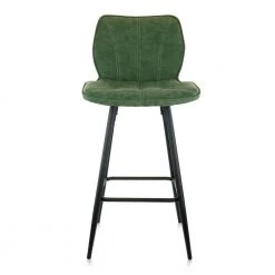 2-Piece Faux Leather 37.75 in. Bar Chair in Green with Metal Legs by Elama -Elama Sales Store green elama bar stools 985116686m c3 1000