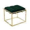 Judson Green/Gold Channel Tufted Metal Frame Velvet Ottoman by Nicole Miller