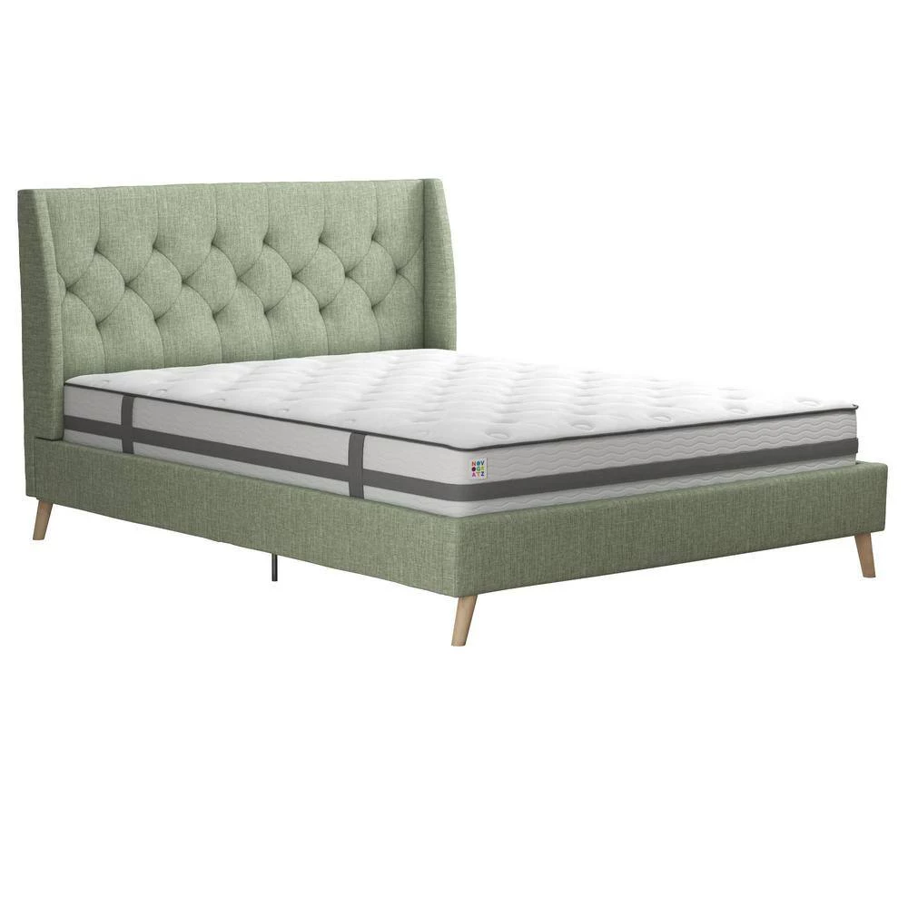 Her Majesty Green Linen Queen Upholstered Bed by Novogratz 4 Her Majesty Green Linen Queen Upholstered Bed by Novogratz - Image 4