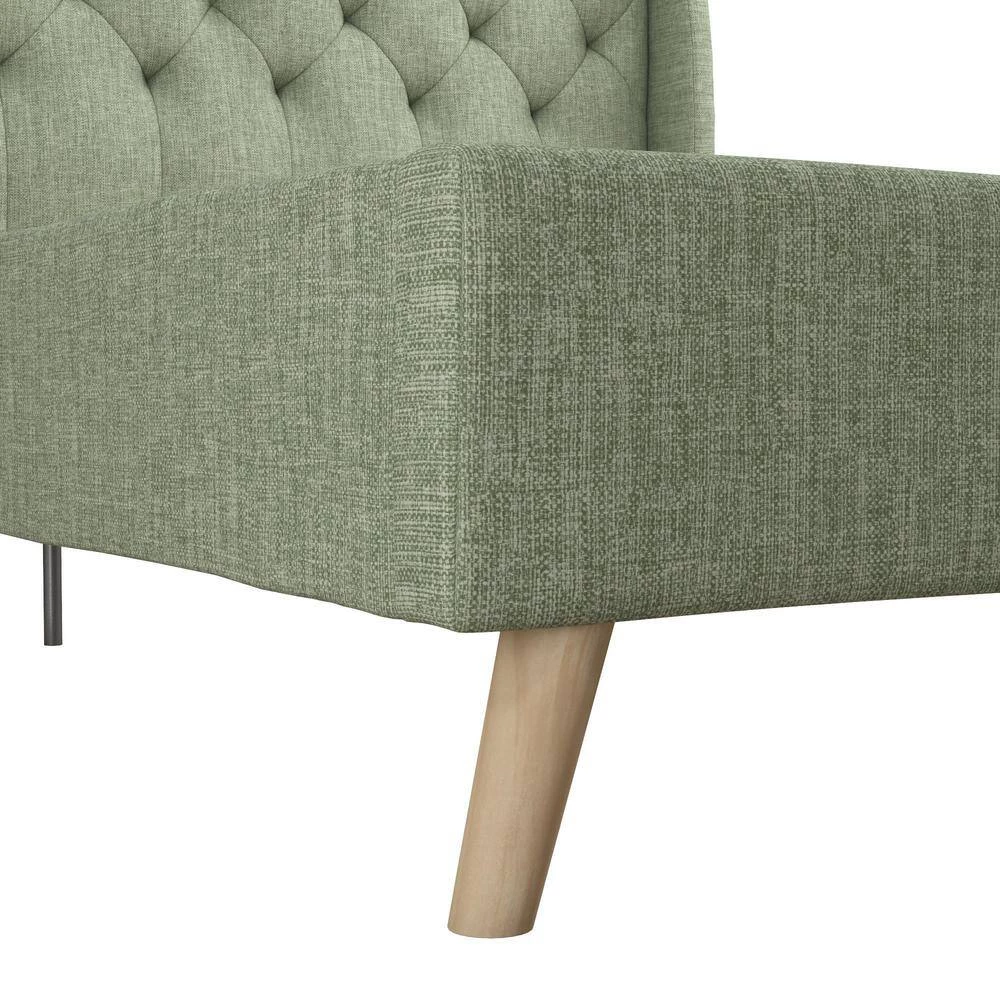 Her Majesty Green Linen Queen Upholstered Bed by Novogratz 7 Her Majesty Green Linen Queen Upholstered Bed by Novogratz - Image 7