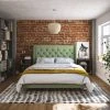 Her Majesty Green Linen Queen Upholstered Bed by Novogratz