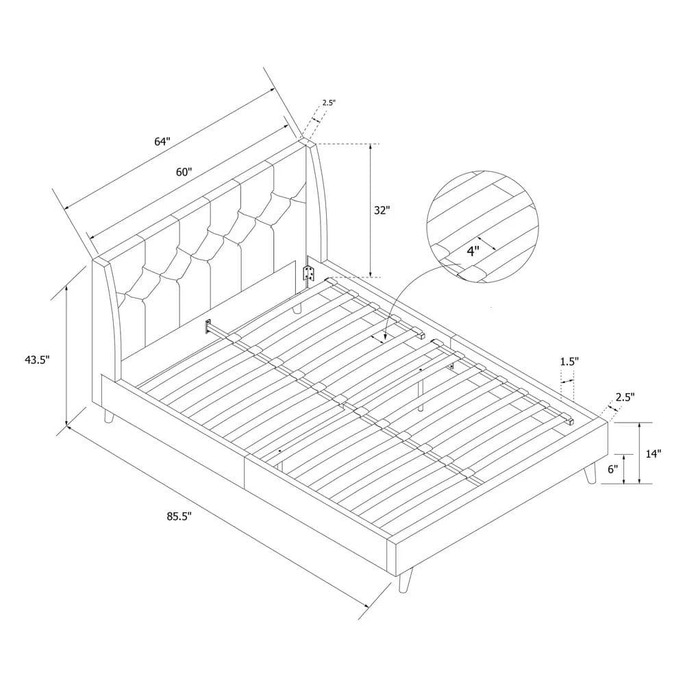 Her Majesty Green Linen Queen Upholstered Bed by Novogratz 2 Her Majesty Green Linen Queen Upholstered Bed by Novogratz - Image 2