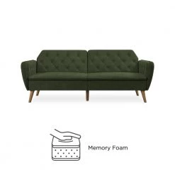 Tallulah Memory Foam Green Velvet Futon by Novogratz 23 Tallulah Memory Foam Green Velvet Futon by Novogratz -Elama Sales Store green velvet novogratz futons 2144979n 1f 1000