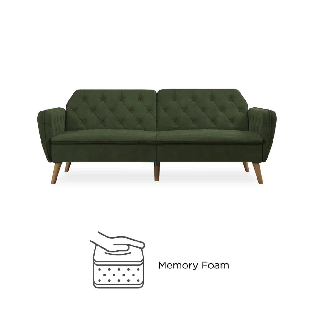 Tallulah Memory Foam Green Velvet Futon by Novogratz 10 Tallulah Memory Foam Green Velvet Futon by Novogratz - Image 10