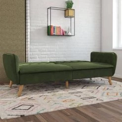 Tallulah Memory Foam Green Velvet Futon by Novogratz 27 Tallulah Memory Foam Green Velvet Futon by Novogratz -Elama Sales Store green velvet novogratz futons 2144979n 31 1000