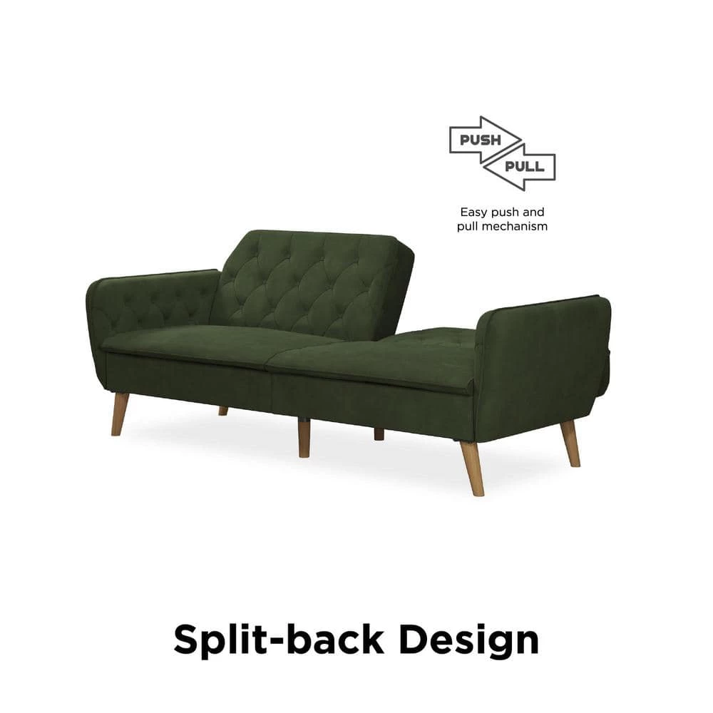 Tallulah Memory Foam Green Velvet Futon by Novogratz 11 Tallulah Memory Foam Green Velvet Futon by Novogratz - Image 11