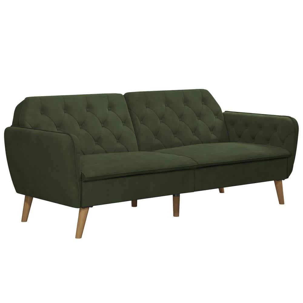 Tallulah Memory Foam Green Velvet Futon by Novogratz 1 Tallulah Memory Foam Green Velvet Futon by Novogratz
