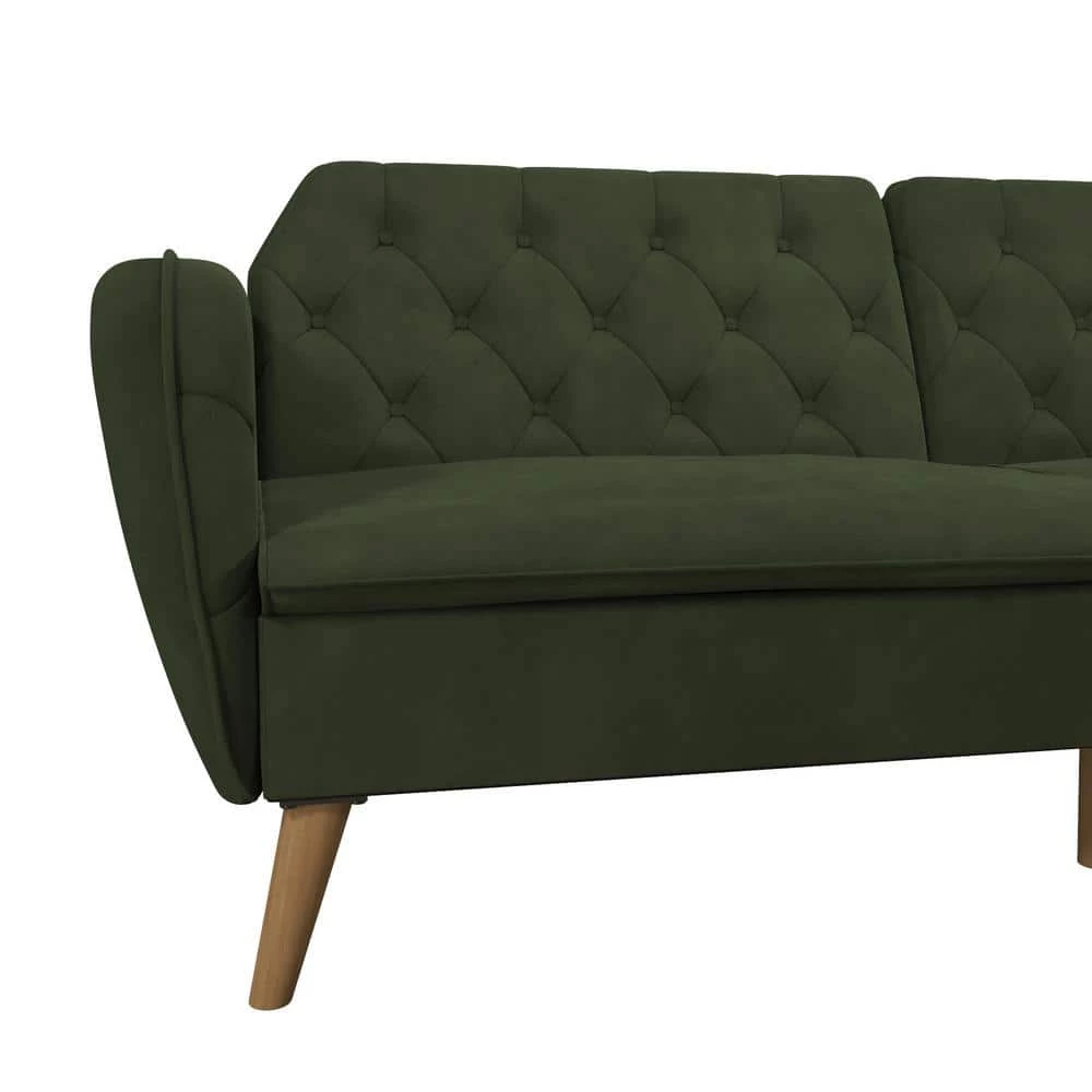 Tallulah Memory Foam Green Velvet Futon by Novogratz 4 Tallulah Memory Foam Green Velvet Futon by Novogratz - Image 4